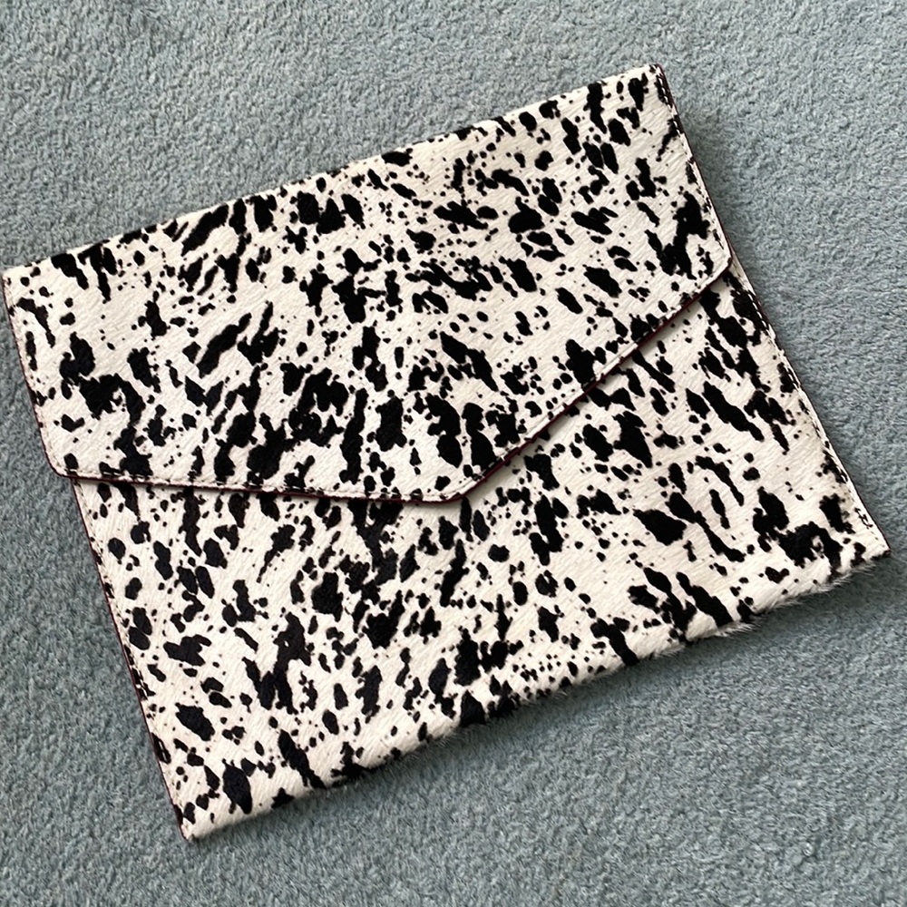 MZ Wallace leather cowhide animal print clutch